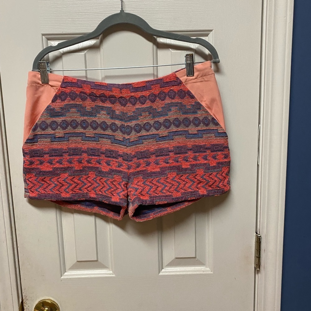 Umgee USA women tweed tribal high waist faux back pockets shorts size L
